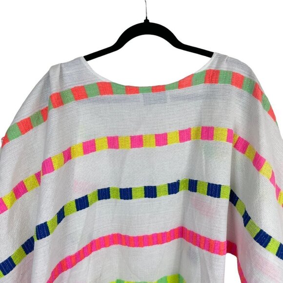 We Are Leone Striped Swim Bathing Suit Cover Up Neon Multicolor One Size - Picture 4 of 6